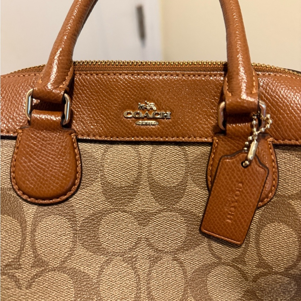 Coach Tan and Brown Signature Satchel - Picture 8 of 10